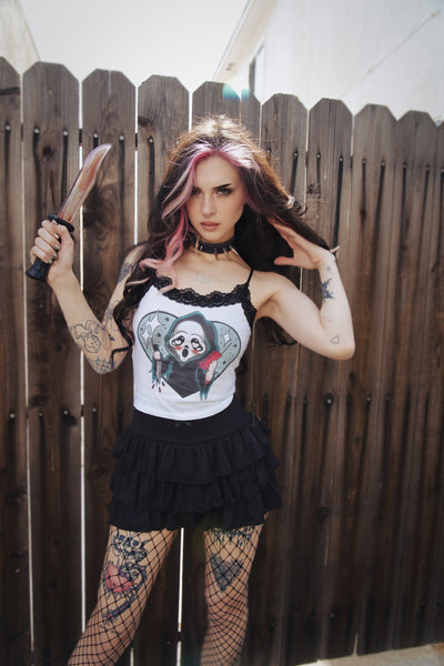 Call Me Cropped Lace Tank (White)