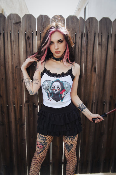 Call Me Cropped Lace Tank (White)