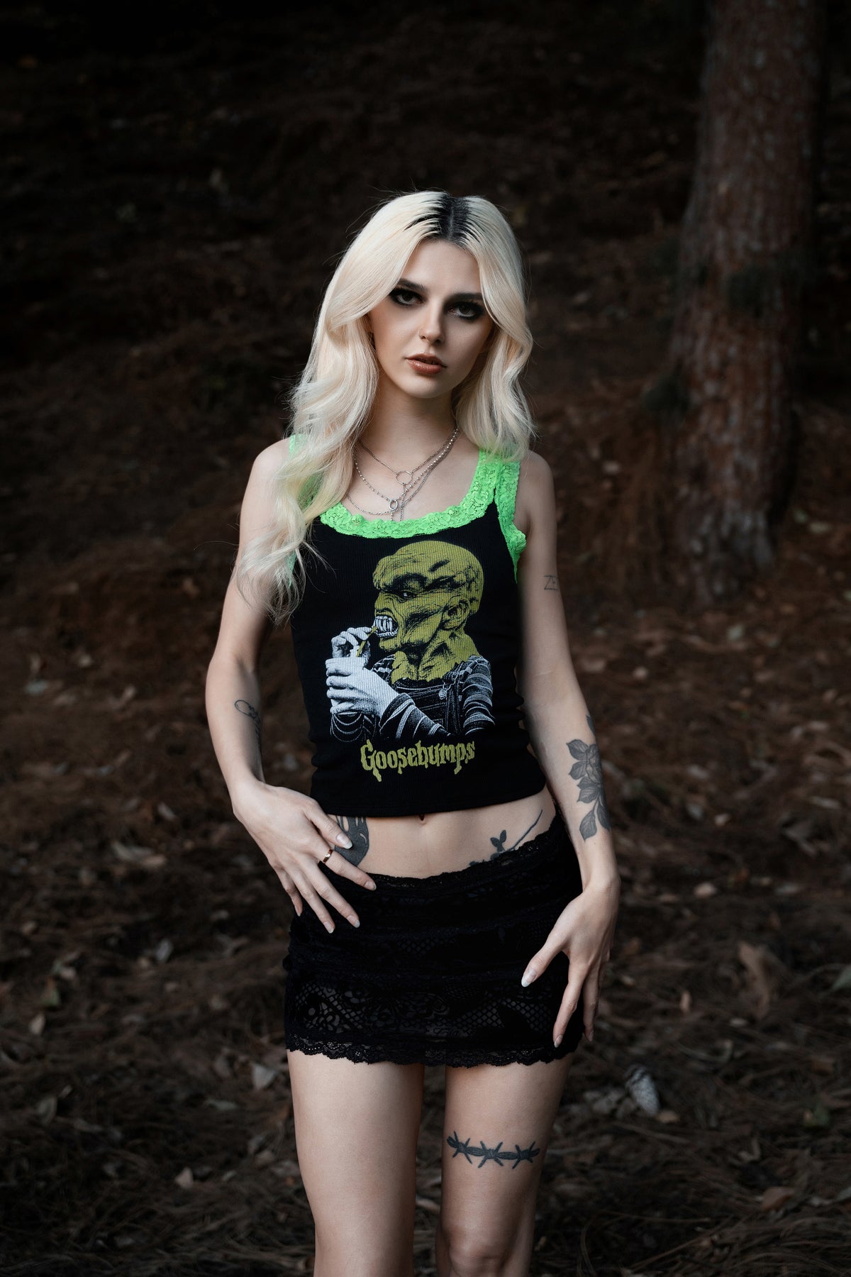 The Haunted Mask Lace Ribbed Tank