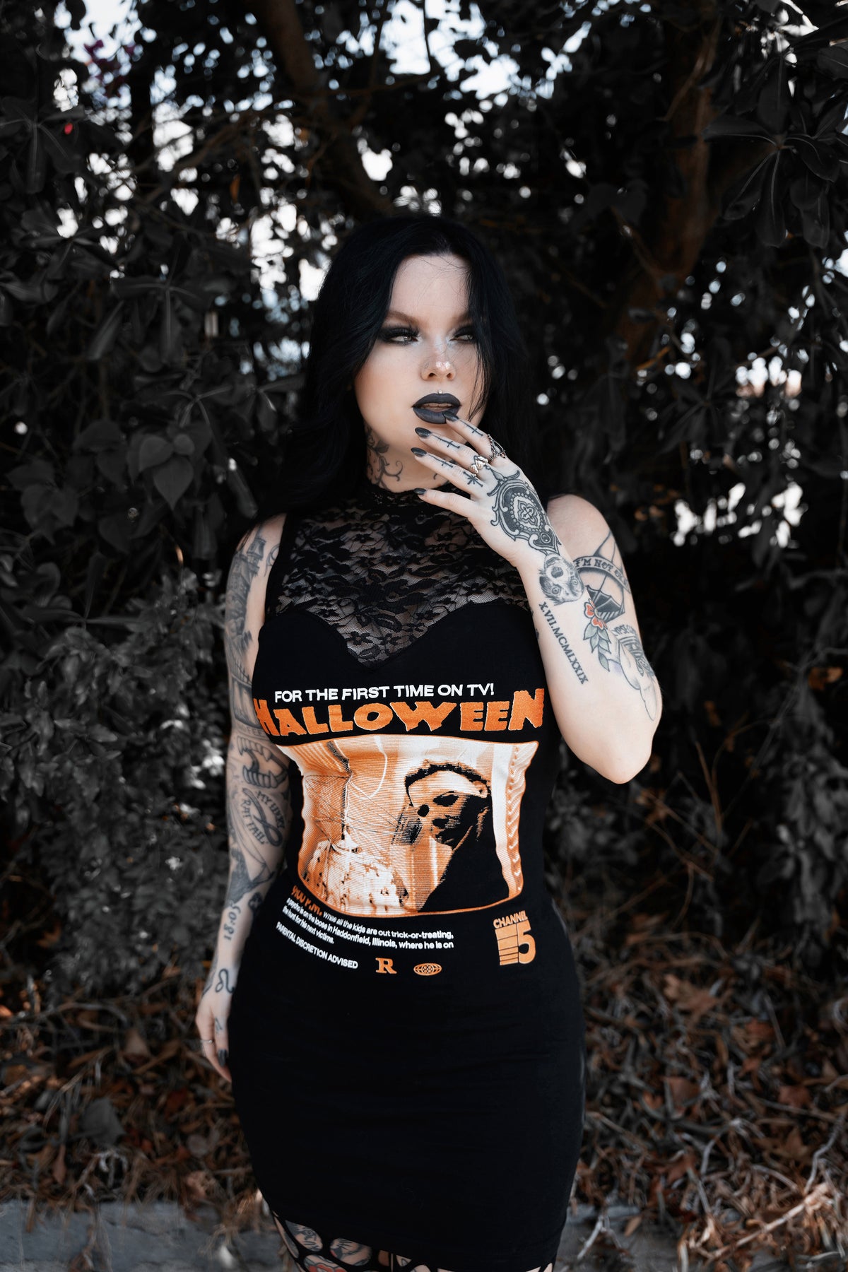 Halloween High-Neckline Lace Dress