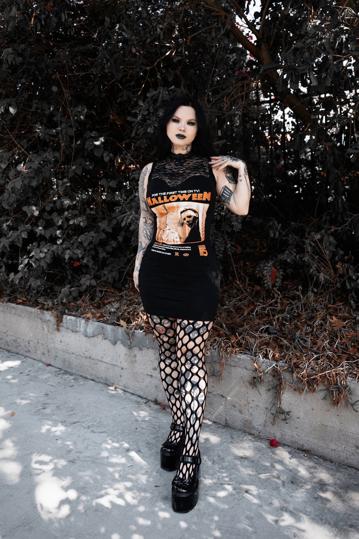Halloween High-Neckline Lace Dress