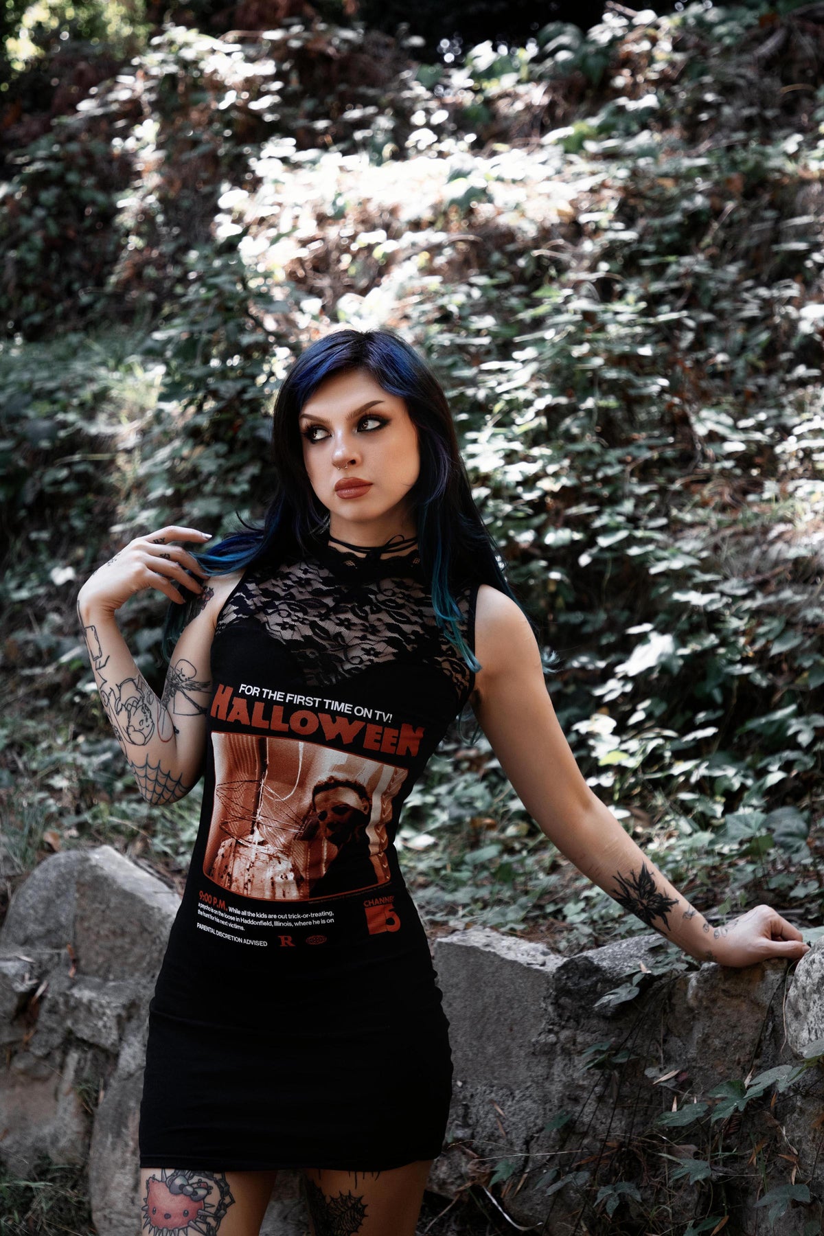 Halloween High-Neckline Lace Dress