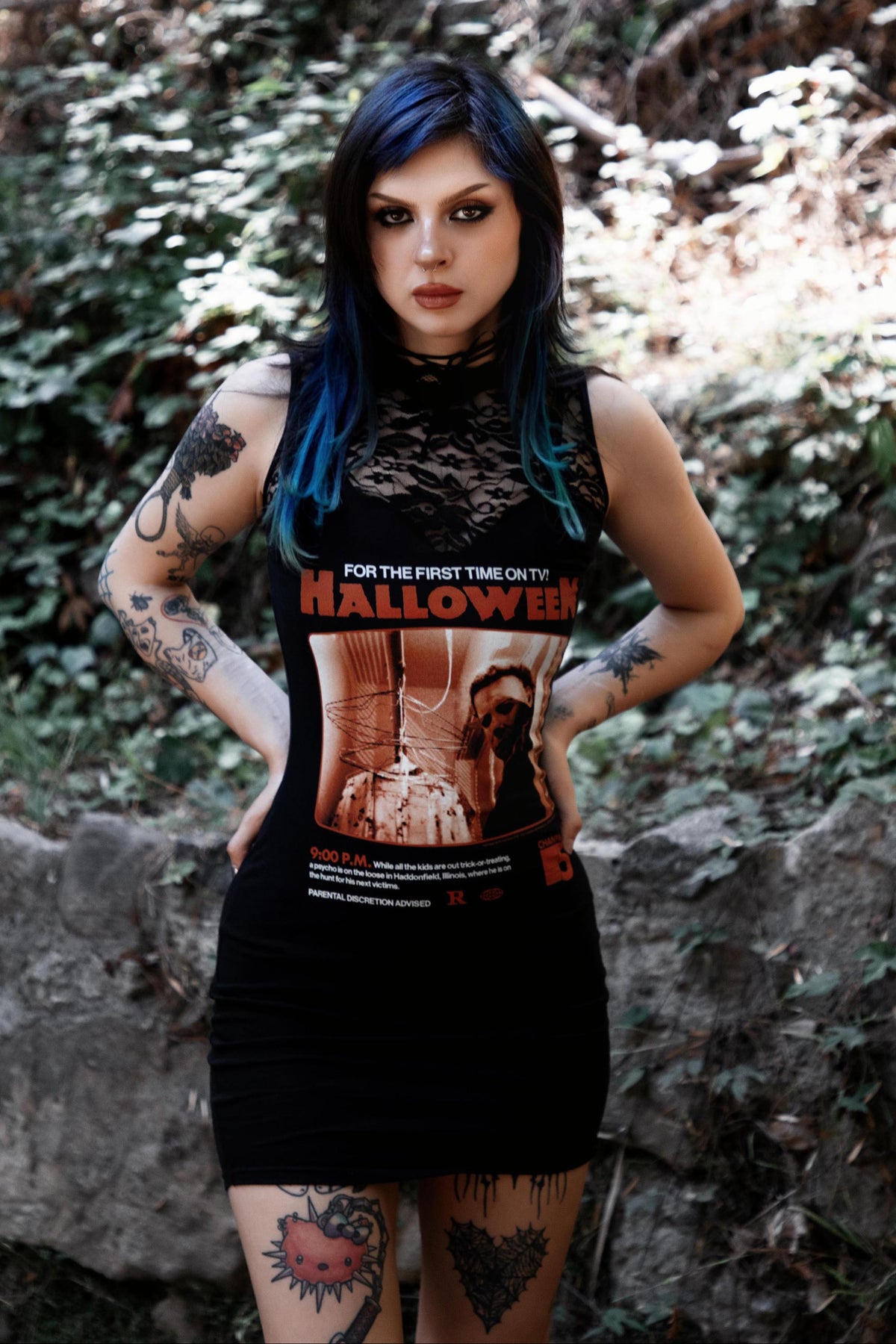 Halloween High-Neckline Lace Dress