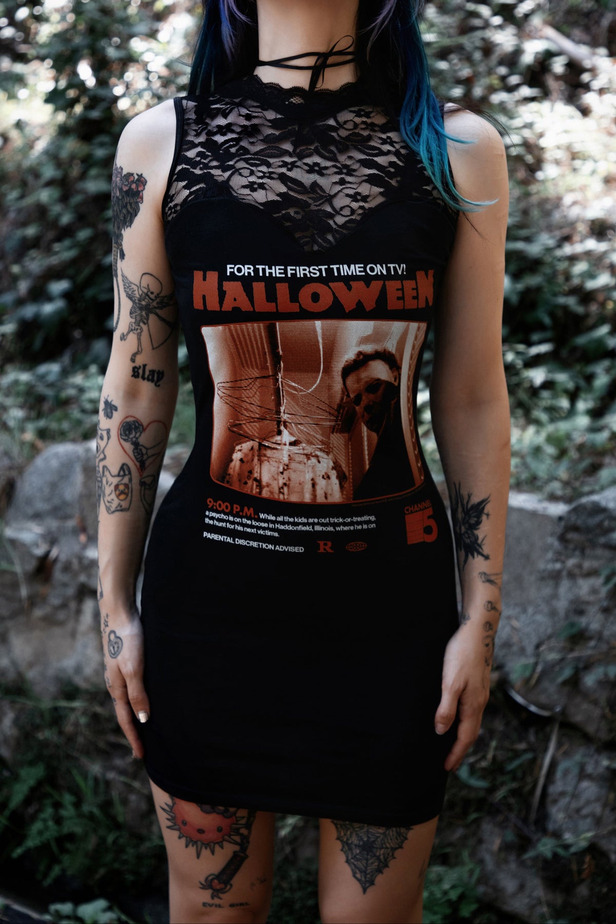 Halloween High-Neckline Lace Dress
