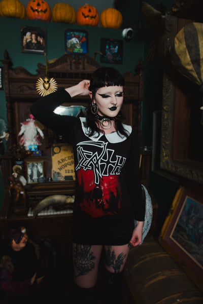 Death Long Sleeve Peter Pan Collar Dress