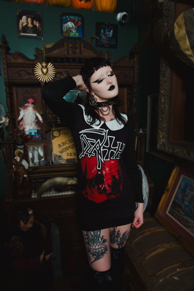 Death Long Sleeve Peter Pan Collar Dress