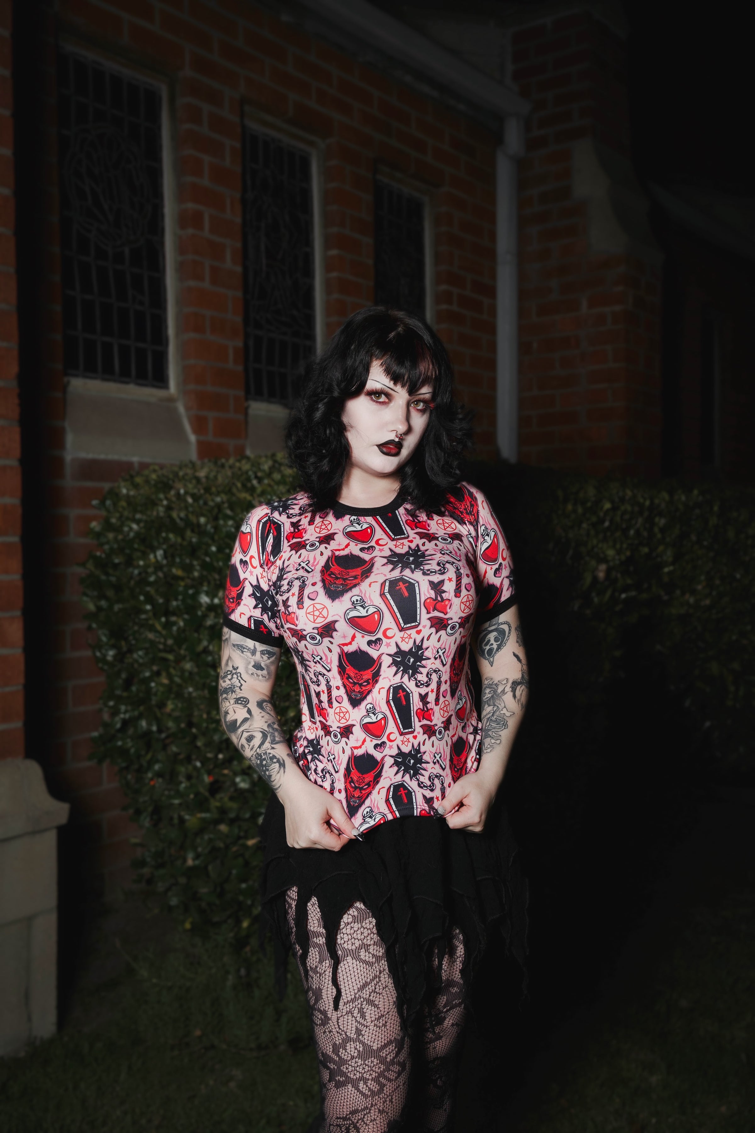 Pink Devil Ringer Tee