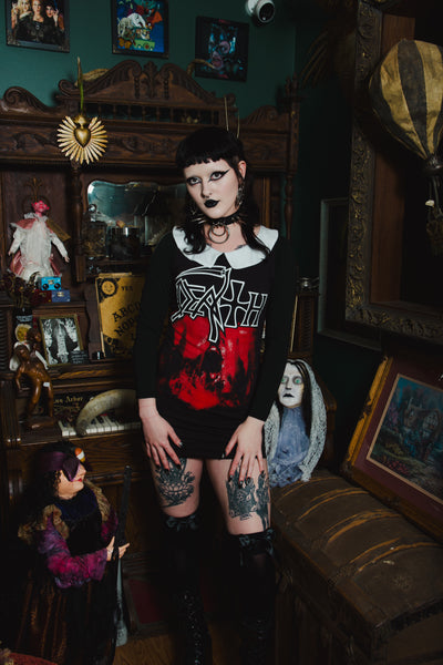 Death Long Sleeve Peter Pan Collar Dress