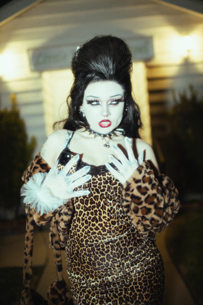 Leopard Velvet Lace Strap Dress