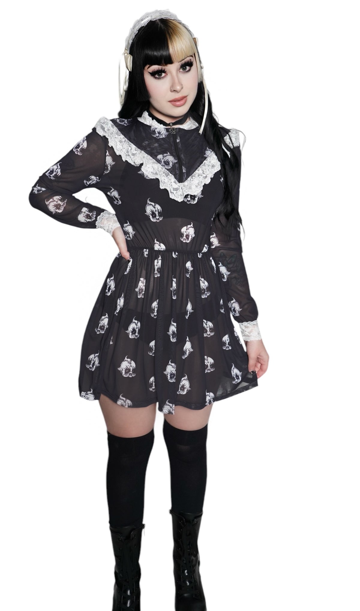 Kewpie Metal Print Victorian Lace Dress