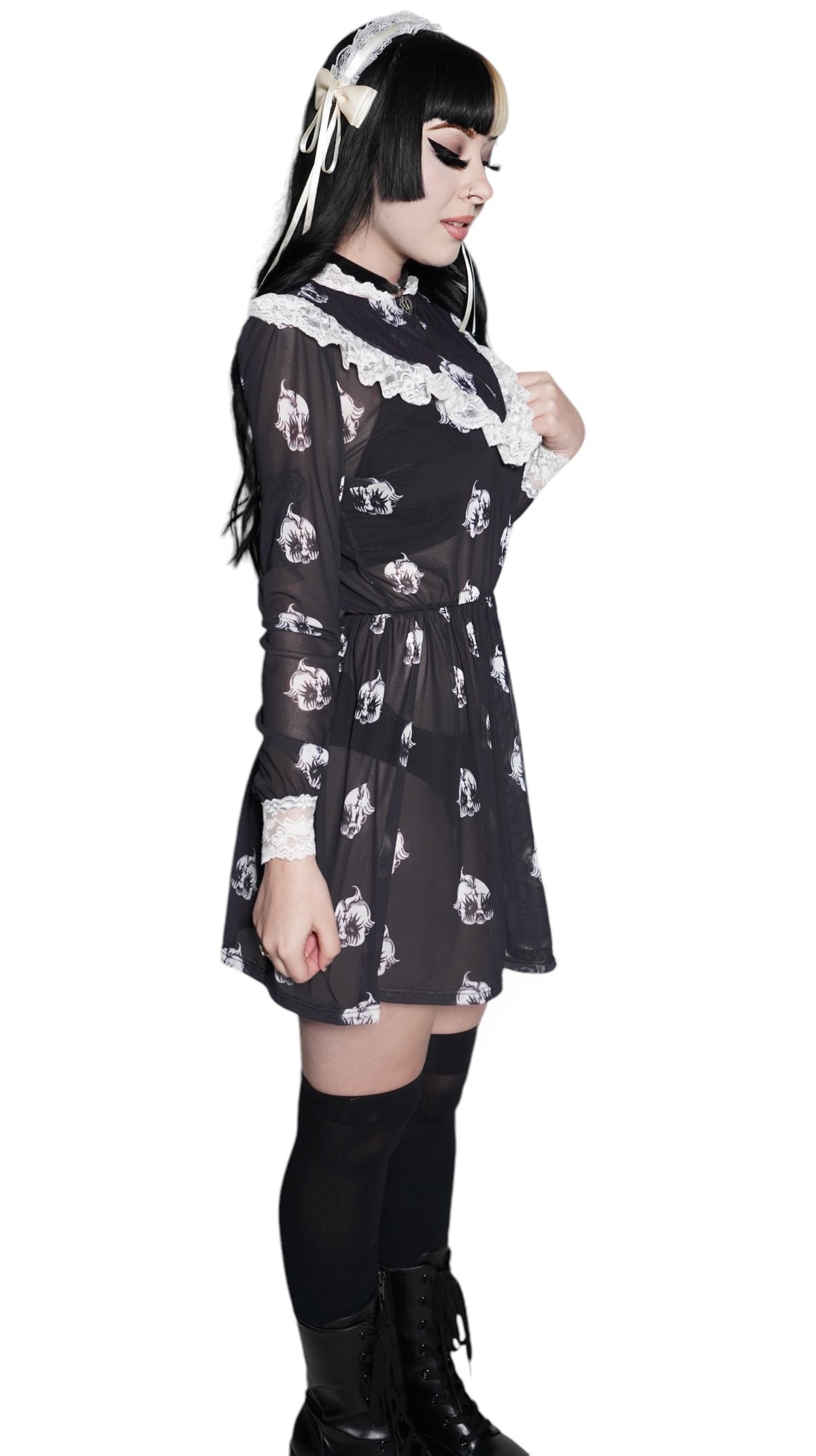 Kewpie Metal Print Victorian Lace Dress