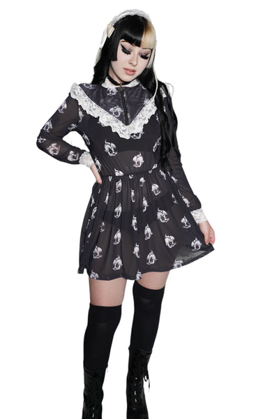 Kewpie Metal Print Victorian Lace Dress