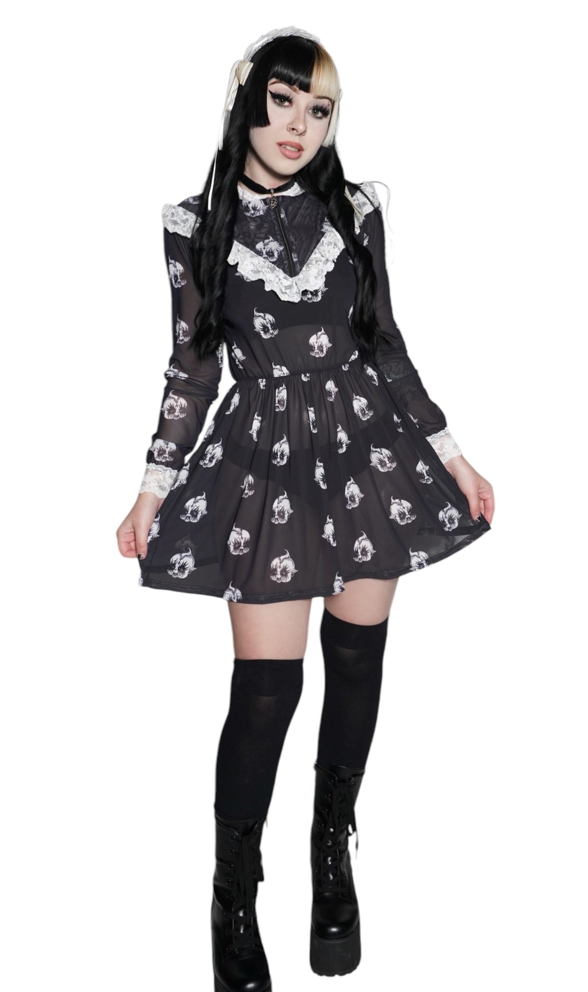 Kewpie Metal Print Victorian Lace Dress