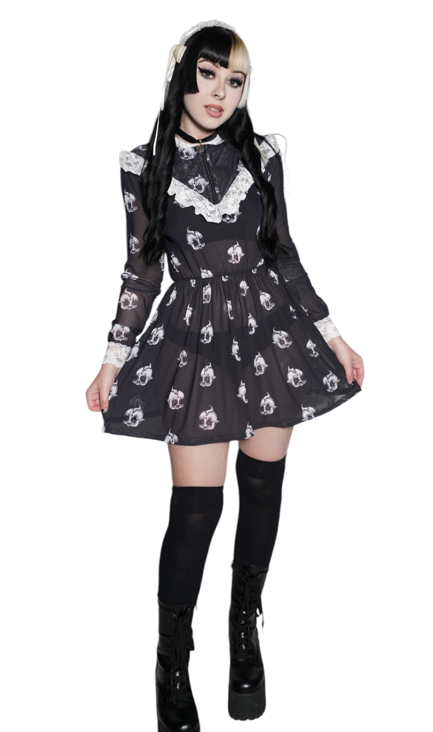 Kewpie Metal Print Victorian Lace Dress