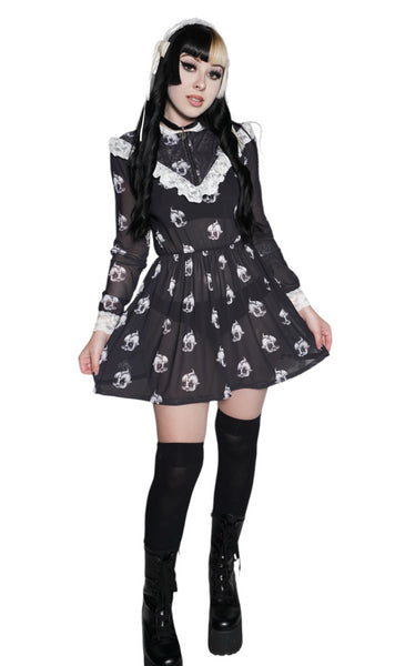 Kewpie Metal Print Victorian Lace Dress