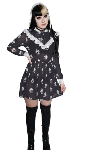 Kewpie Metal Print Victorian Lace Dress