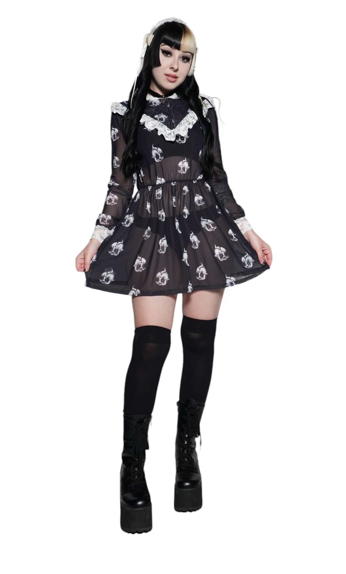Kewpie Metal Print Victorian Lace Dress