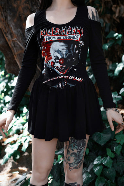 Killer Klowns from Outer Space Shoulder-Cut Dress (ONE OF A KIND)