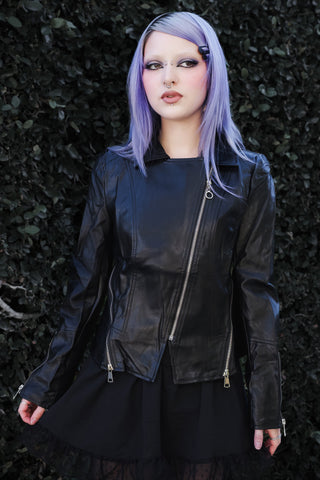 Faux Leather Zippered Rider Jacket