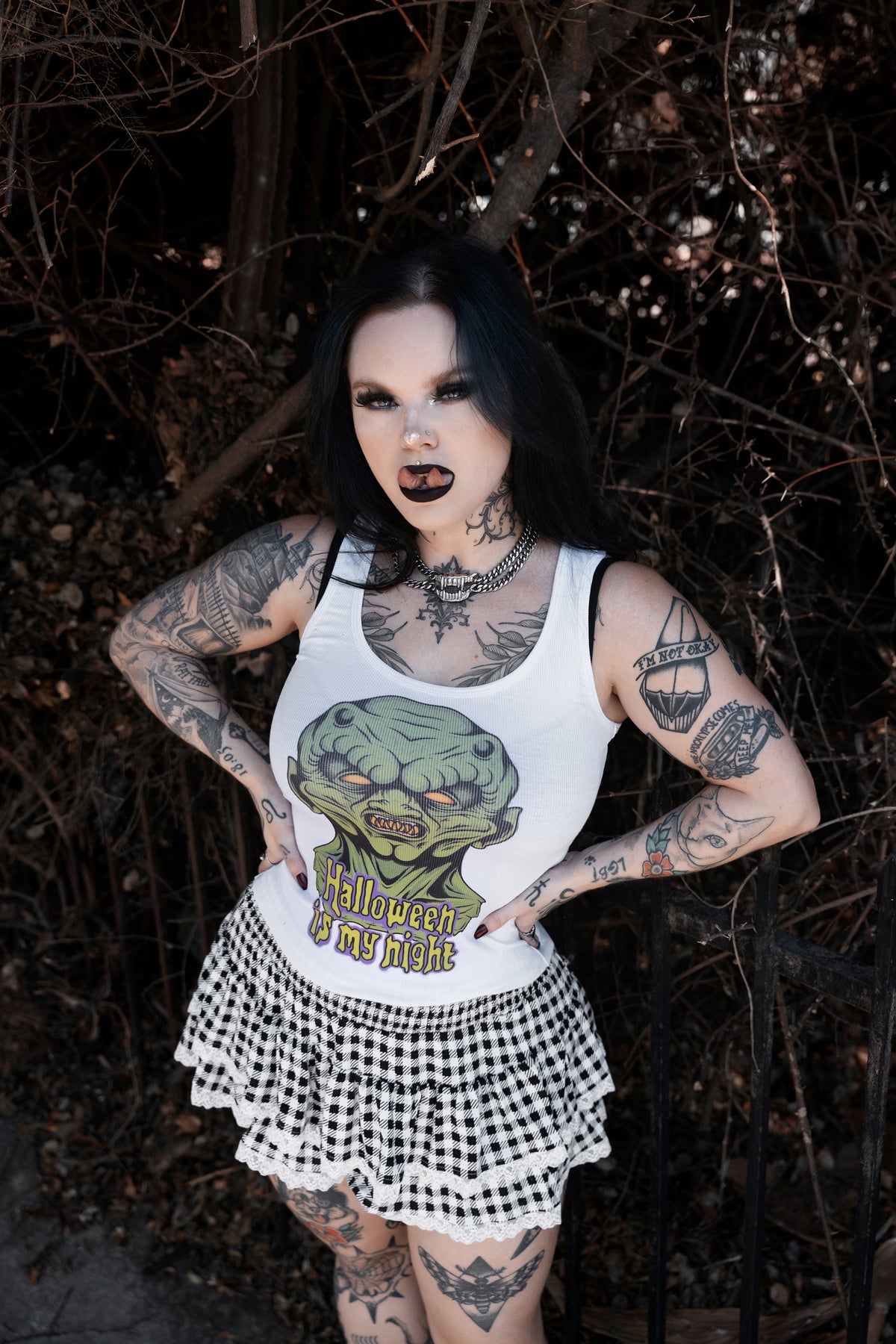 Mask Ribbed Tank Top