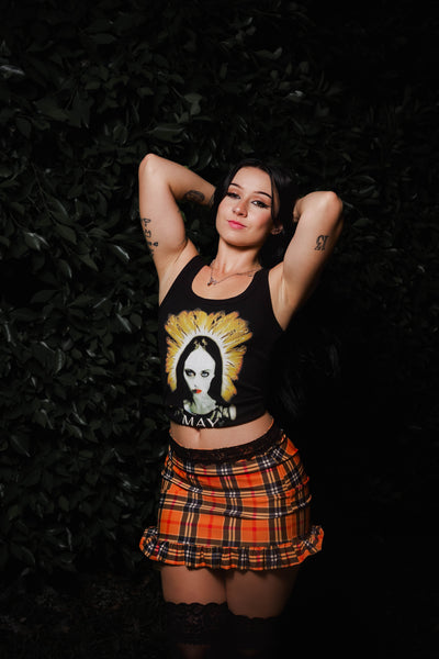 Orange Plaid Skirt