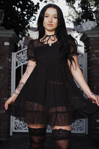 Midnight Mesh Babydoll Dress