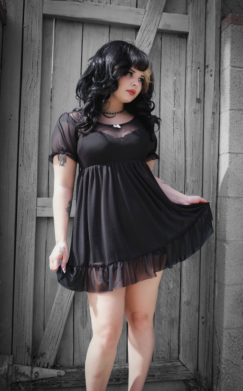 Midnight Mesh Babydoll Dress (PREORDER) – Vera's Eyecandy