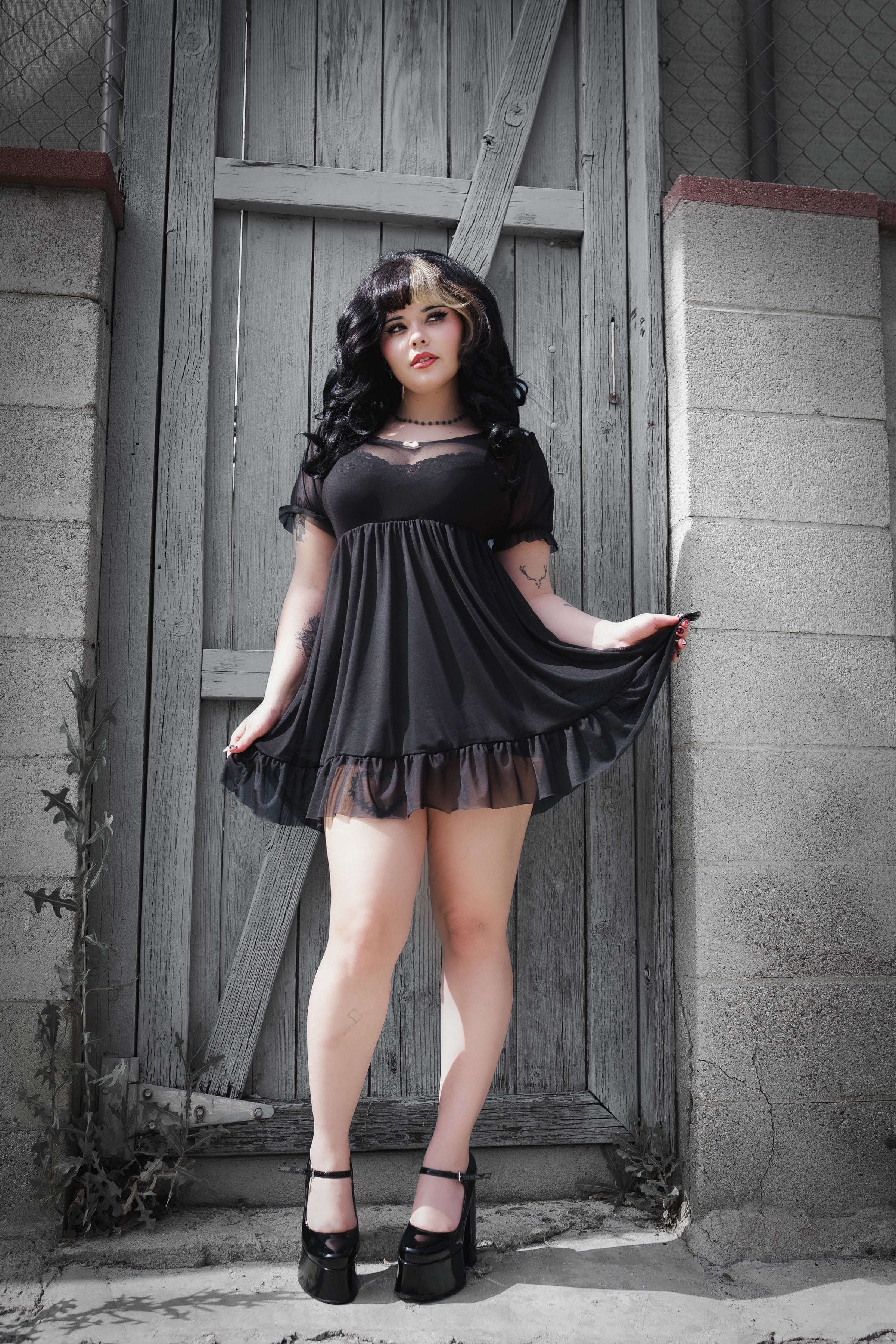 Midnight Mesh Babydoll Dress (PREORDER)