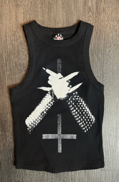 Black Metal Ribbed Tank Top - Vera's Eyecandy