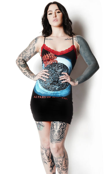 Morbid Angel Red Lace Strap Dress