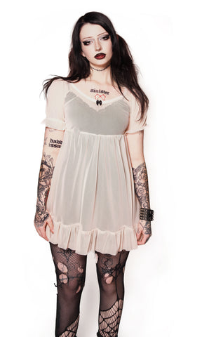 Blush Mesh Babydoll Dress Dress