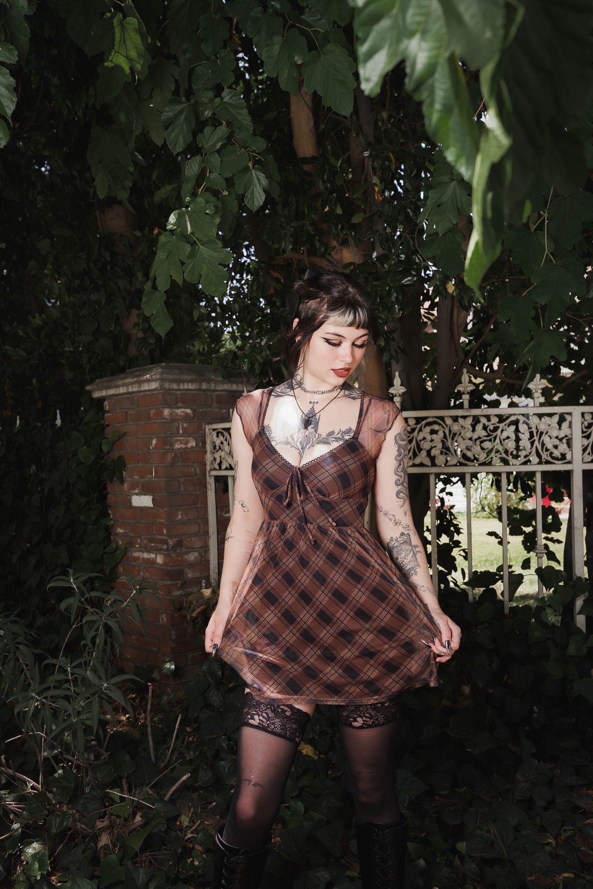 Sweetheart Plaid Mini Dress, M