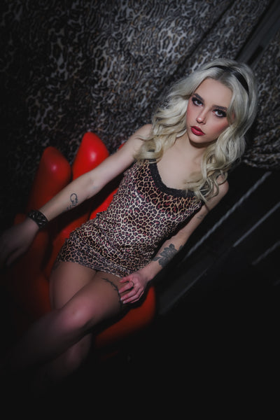 Leopard Velvet Lace Strap Dress