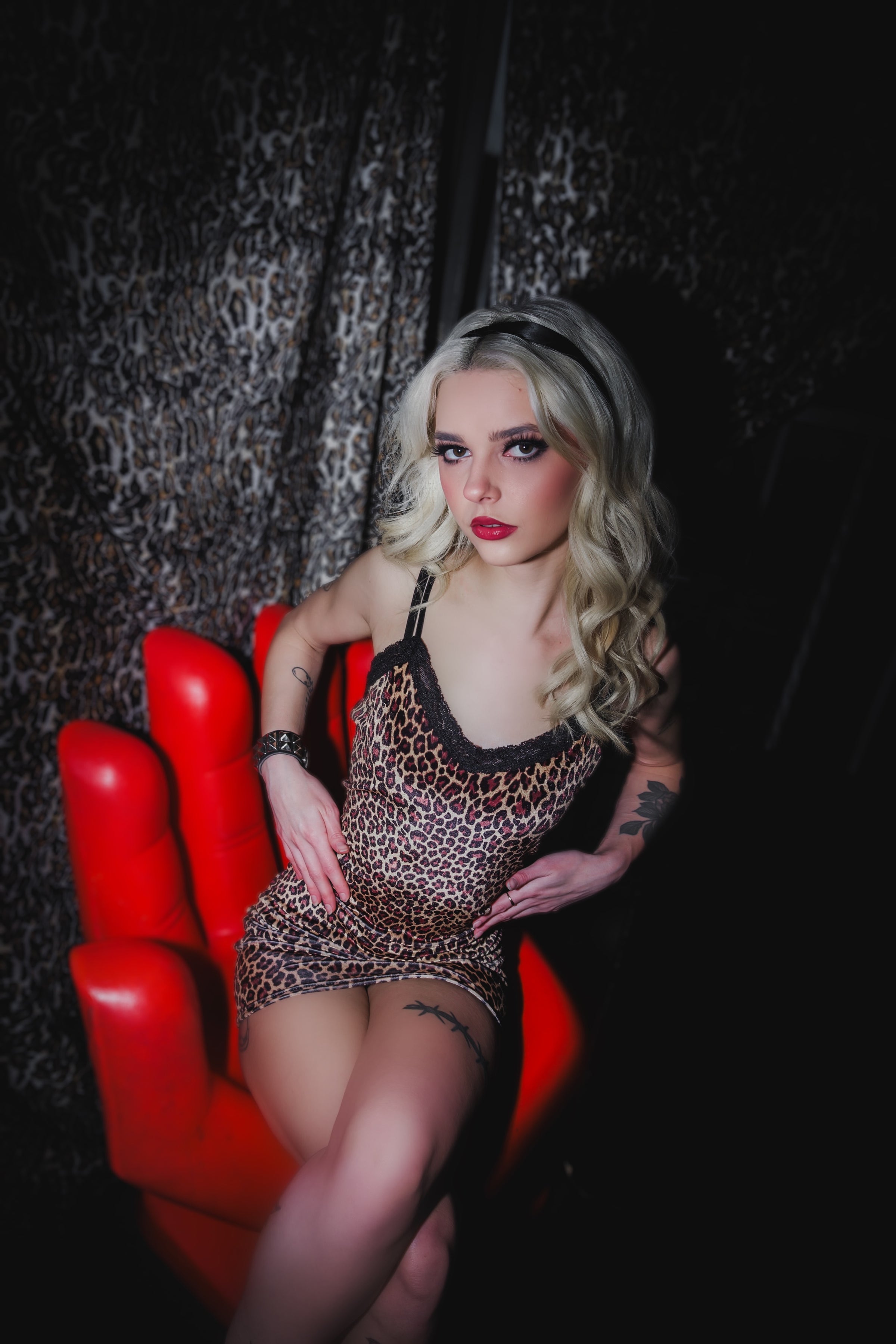 Leopard Velvet Lace Strap Dress