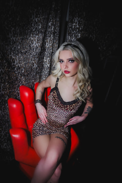 Leopard Velvet Lace Strap Dress