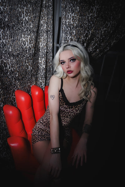 Leopard Velvet Lace Strap Dress