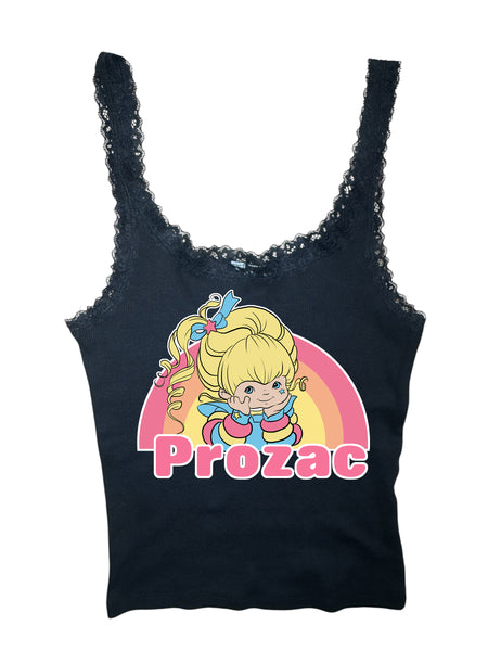 Prozac Ribbed Lace Tank
