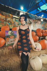 Pumpkins Print Lace Strap Dress