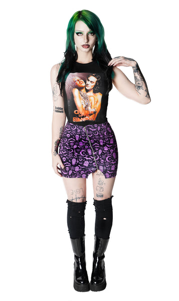 Witchy Print Mini Zip Skirt