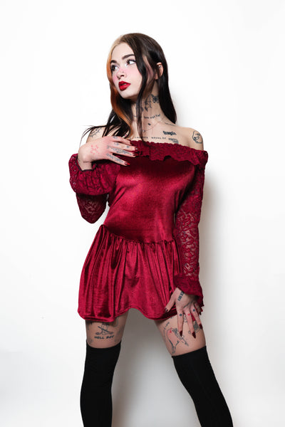 Blood Rose Velvet Dress