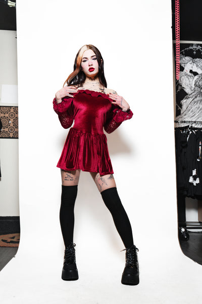 Blood Rose Velvet Dress