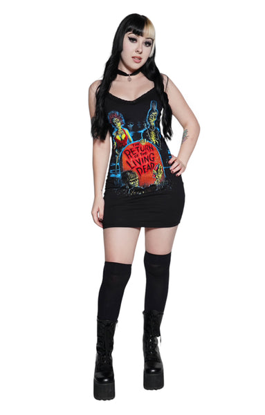 Return of the Living Dead Lace Strap Dress (Black Lace)