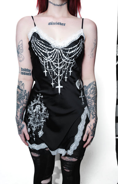 Forbidden Rosary Slip Mini Slip Dress