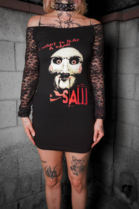 Saw Off- Shoulder Lace Dress
