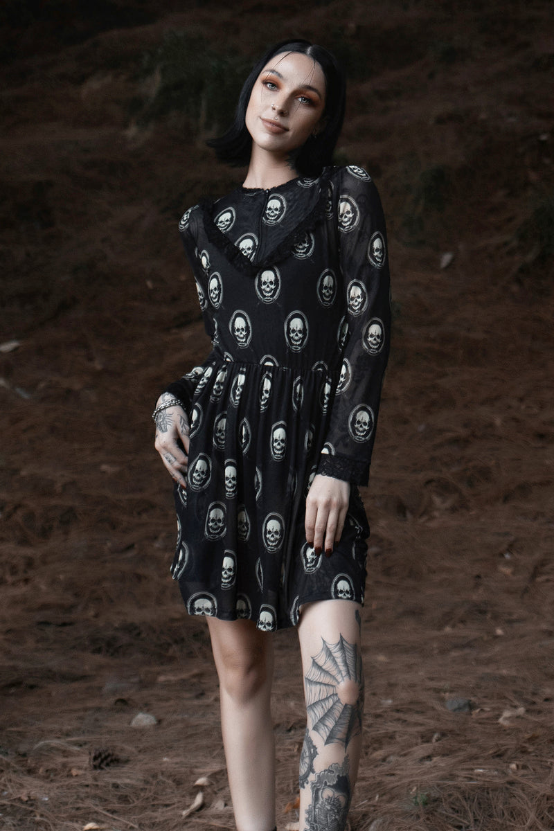 ladies skull dress Print Victorian Lace Dress, M Color:Light Blue Foil GREATWRAP151225 dance parties and other Women's 1940's Day Dress