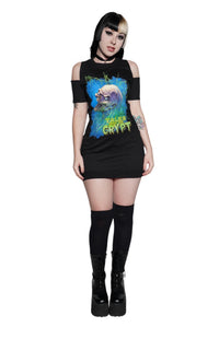 Tales from the Crypt Shoulder-Cut Dress