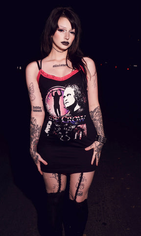 The Crow Pink Lace Strap Dress