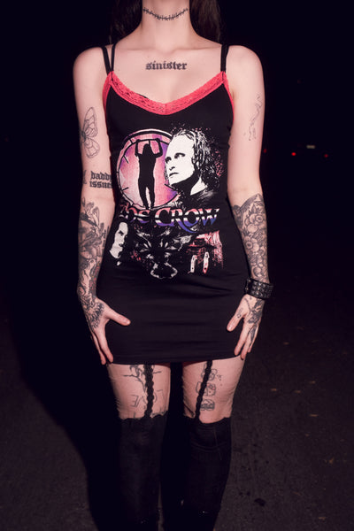 The Crow Pink Lace Strap Dress