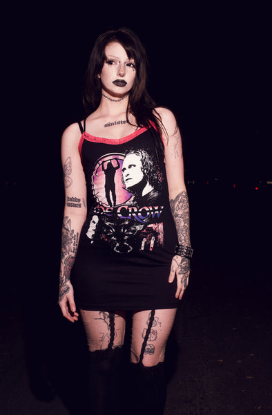 The Crow Pink Lace Strap Dress