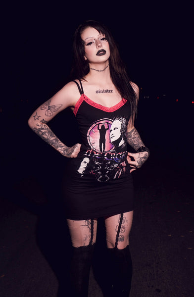 The Crow Pink Lace Strap Dress